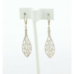 Sterling Silver Swirl Leaf Earrings Long Dangle Drop Earrings